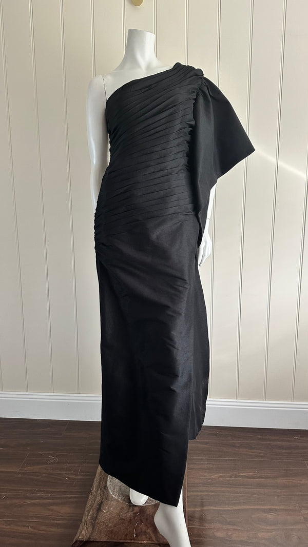 Rachel Gilbert Black Gown Size 10 One Shoulder