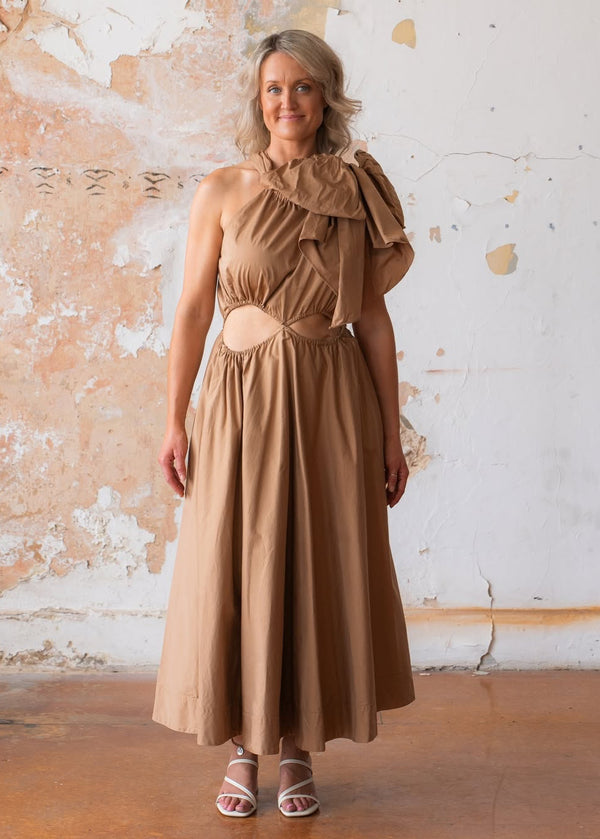 Aje Henriette Strap Cutout Midi Dress Size 10 Bow