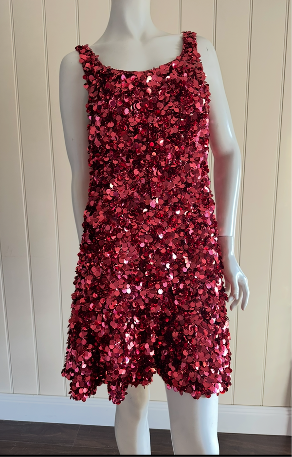 Leo Lin Elaine sequin mini dress size 8 10 mulberry red