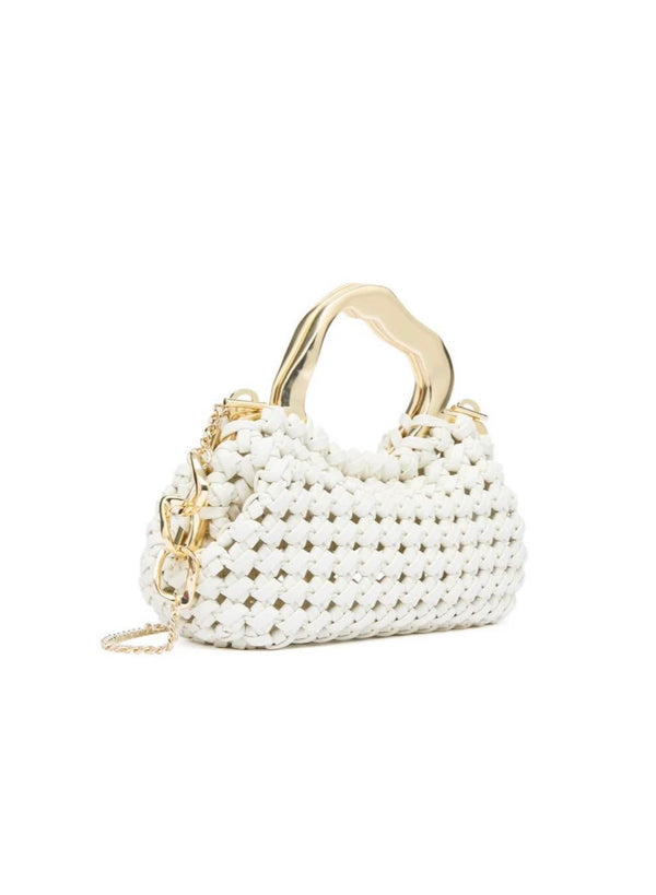 Aje micro bag ivory gold clutch