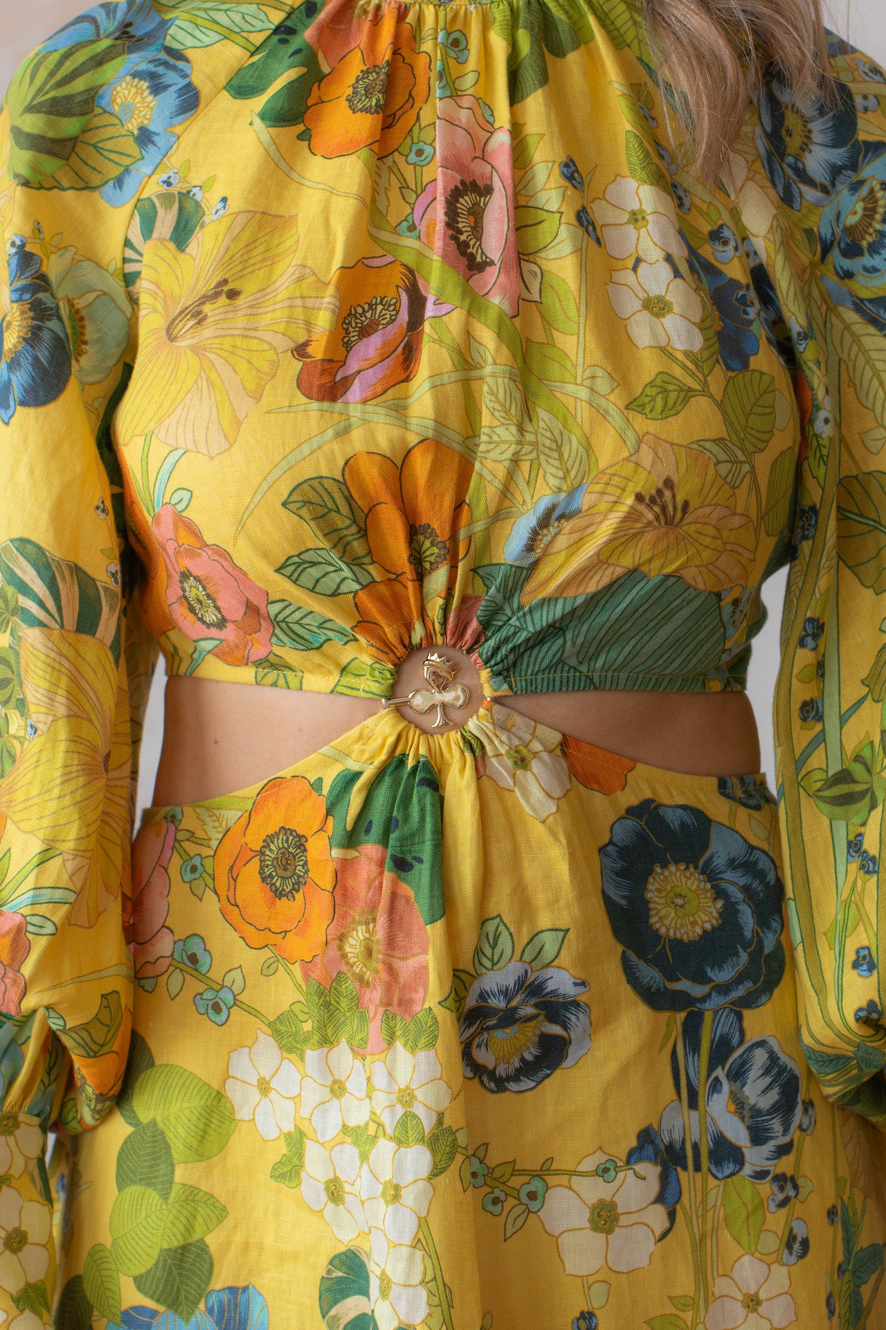Alemais Cresida Midi dress Size 10 yellow Long sleeve