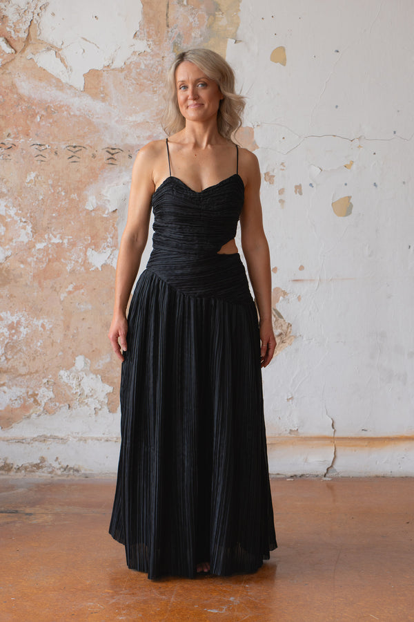 Aje Laurier Wave Maxi Dress Size 8 Black