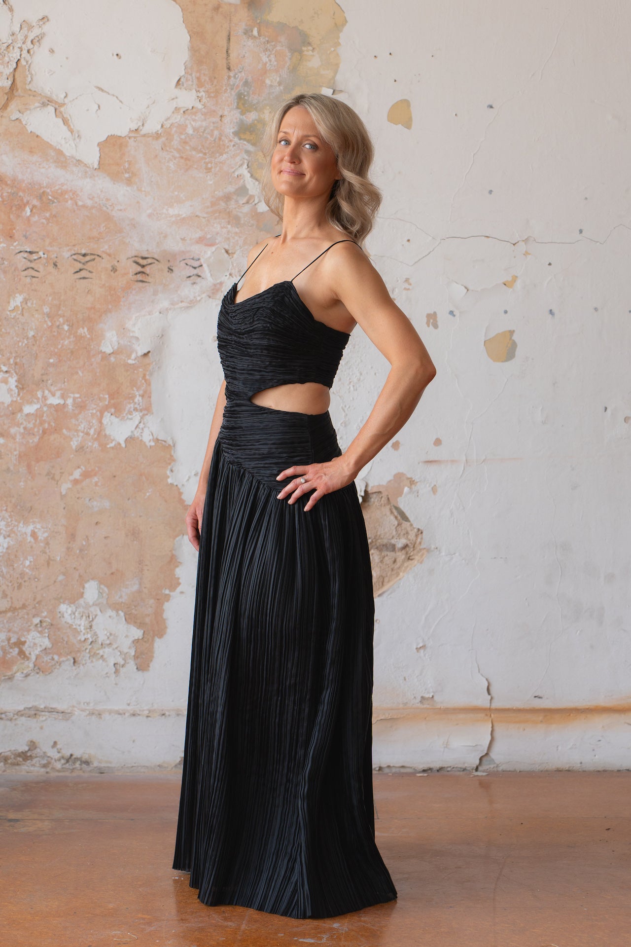 Aje Laurier Wave Maxi Dress Size 8 Black