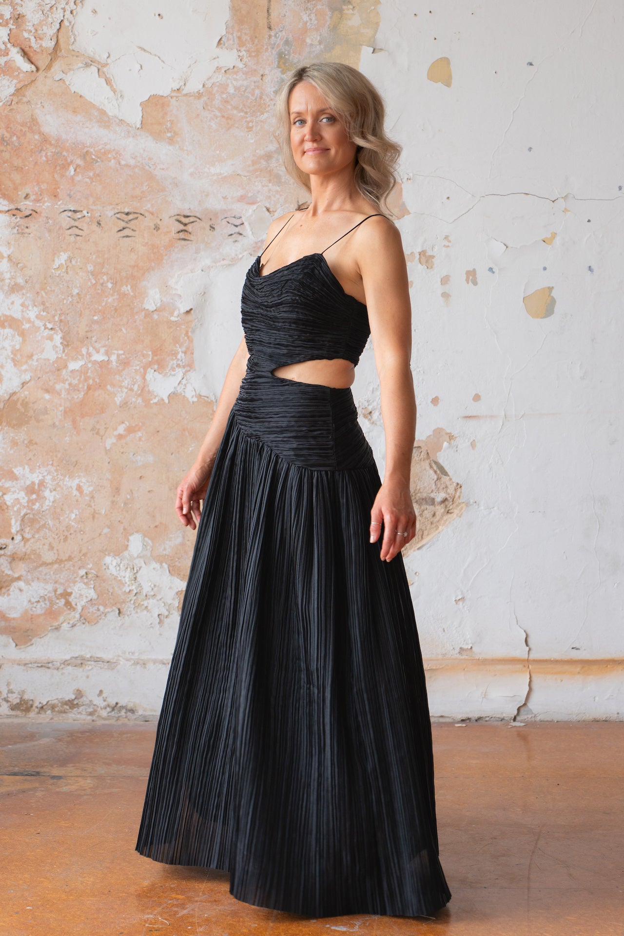 Aje Laurier Wave Maxi Dress Size 8 Black