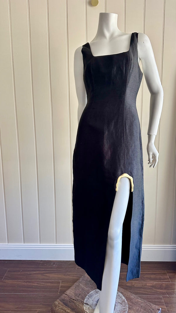 Aje Flourish Midi Dress Size 8 Black