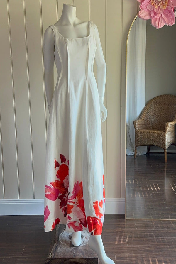 Acler Chapelhill Floral Maxi Dress Size 14 Floral A-line skirt White Ivory Pink