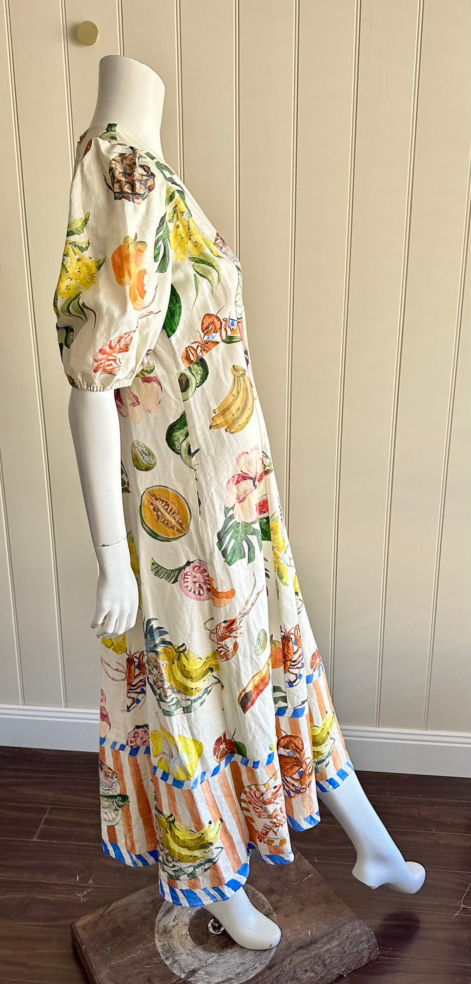 Alemais Theo Midi Dress Size 10 Short Puff Sleeve