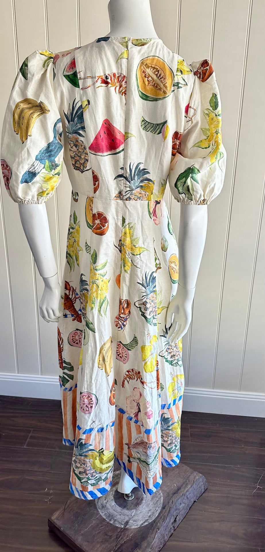 Alemais Theo Midi Dress Size 10 Short Puff Sleeve