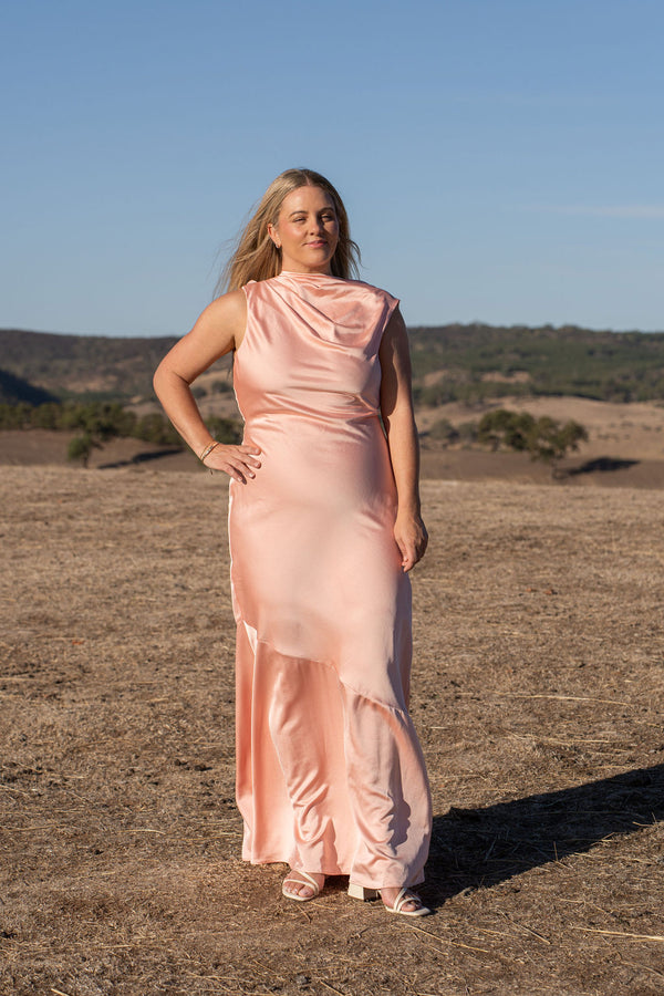 Significant other Lana Maxi Dress Size 16 Peach High cowl neck