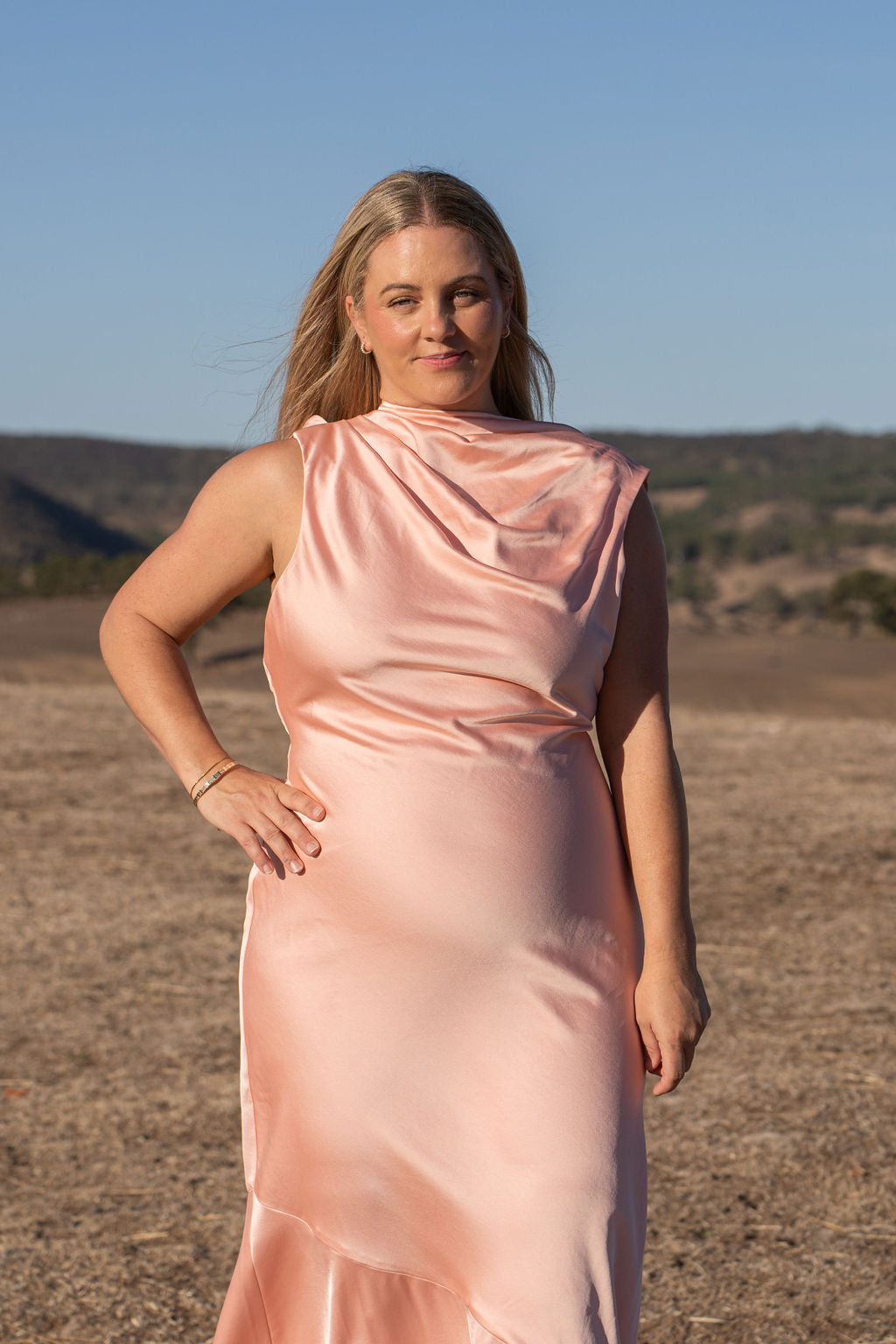 Significant other Lana Maxi Dress Size 16 Peach High cowl neck