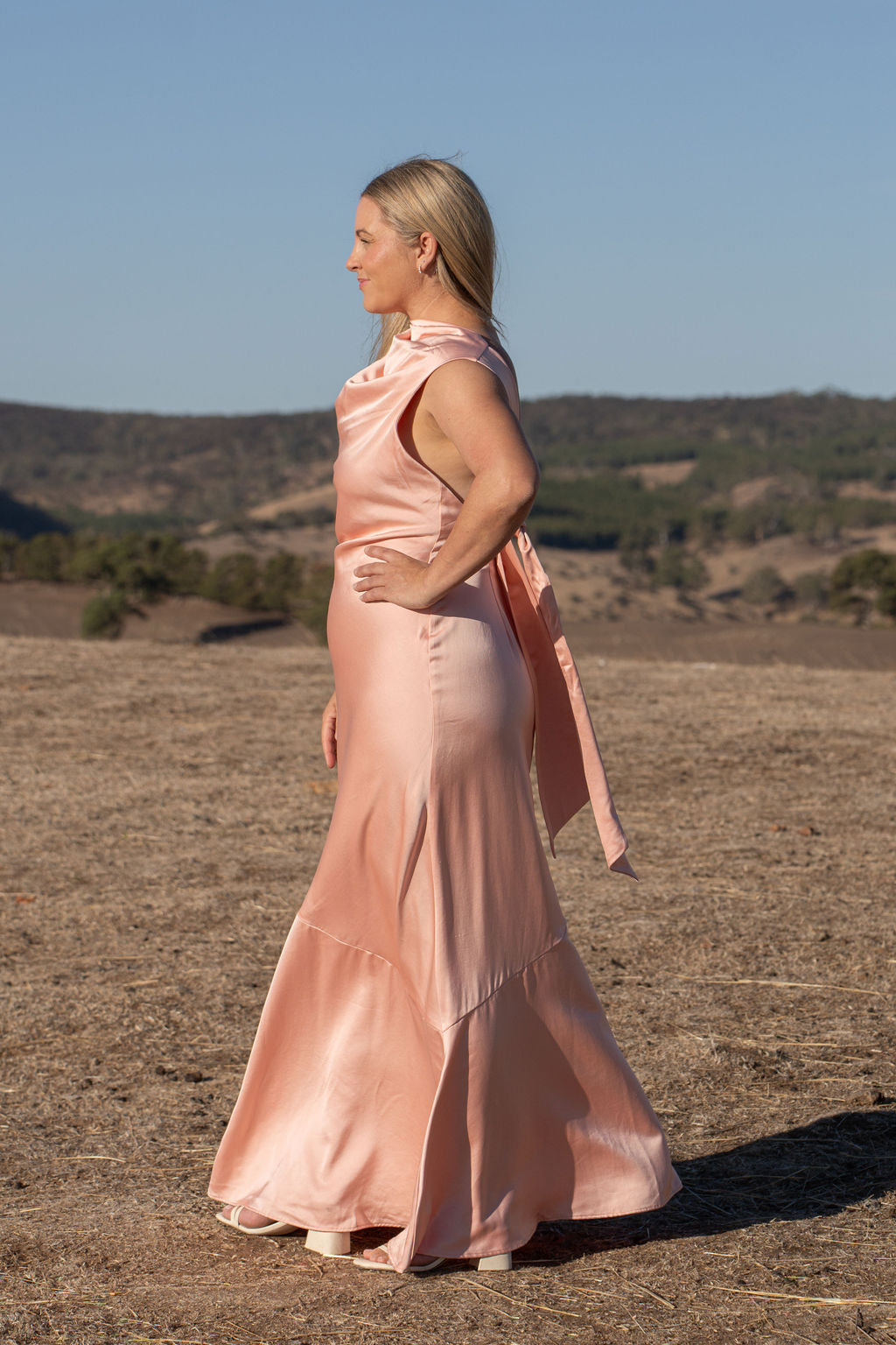 Significant other Lana Maxi Dress Size 16 Peach High cowl neck