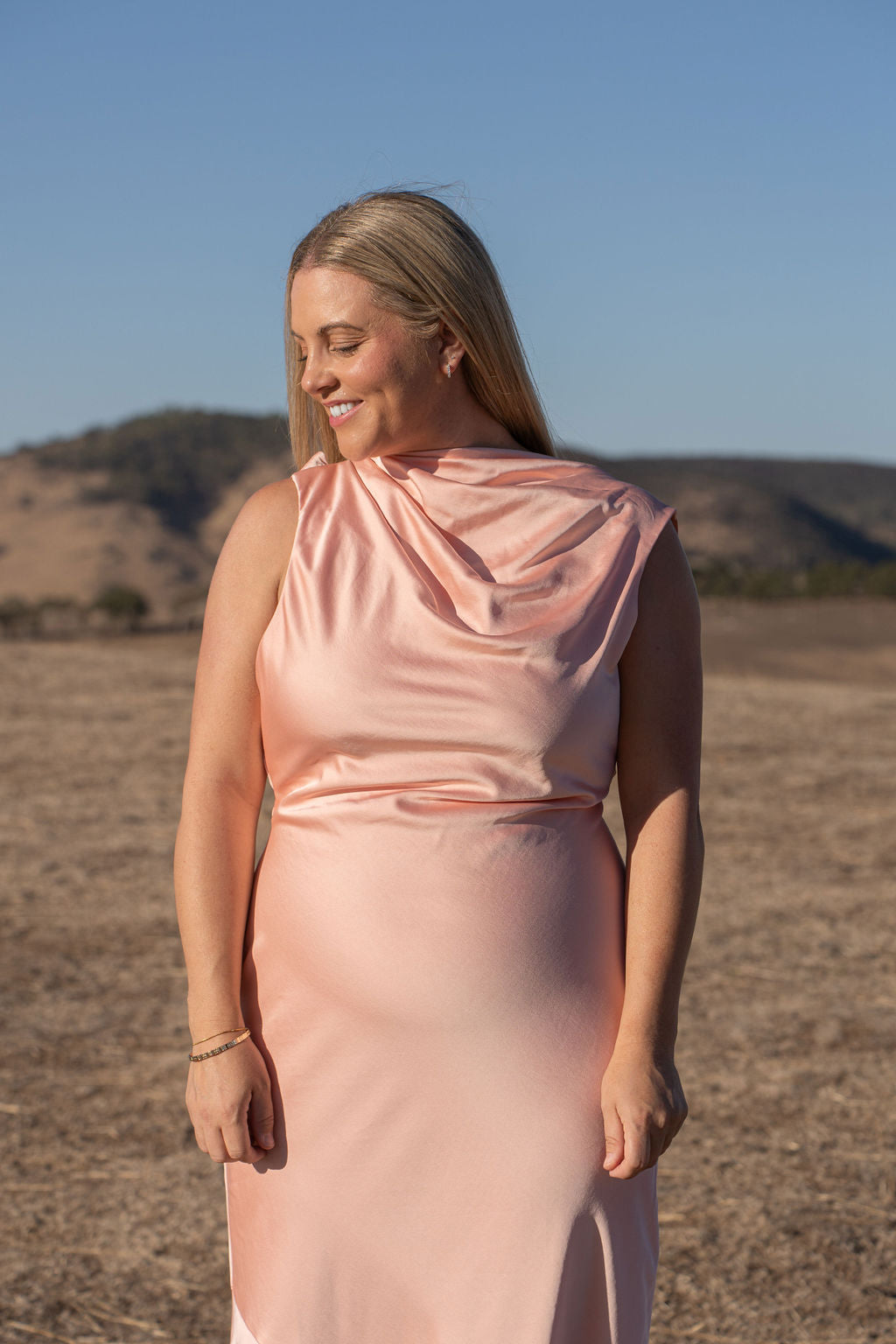 Significant other Lana Maxi Dress Size 16 Peach High cowl neck