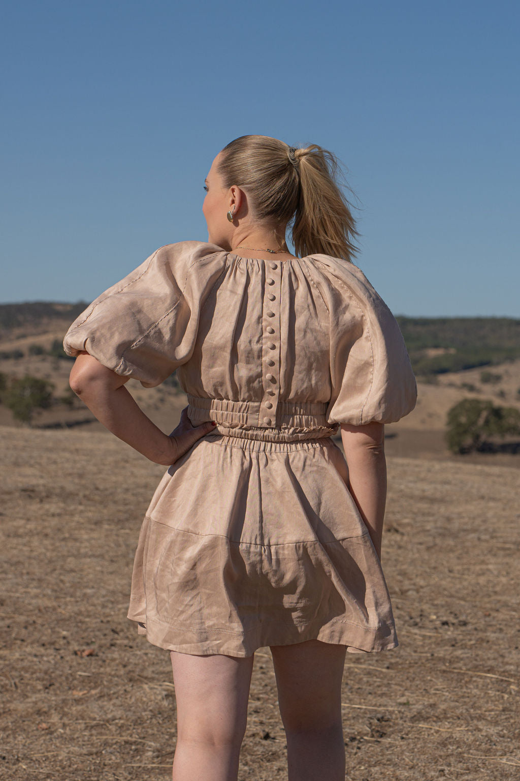 Aje Solitude Cutout Mini Dress Size 8 Short Puff sleeve