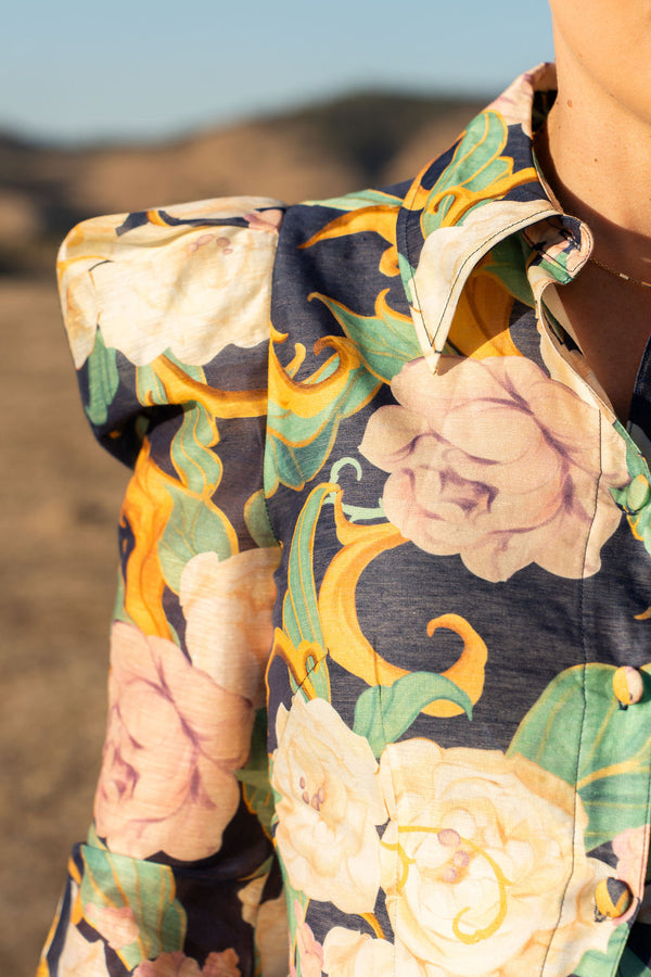 Leo Lin Lana Mini Shirtdress Size 10 Long Sleeve Floral