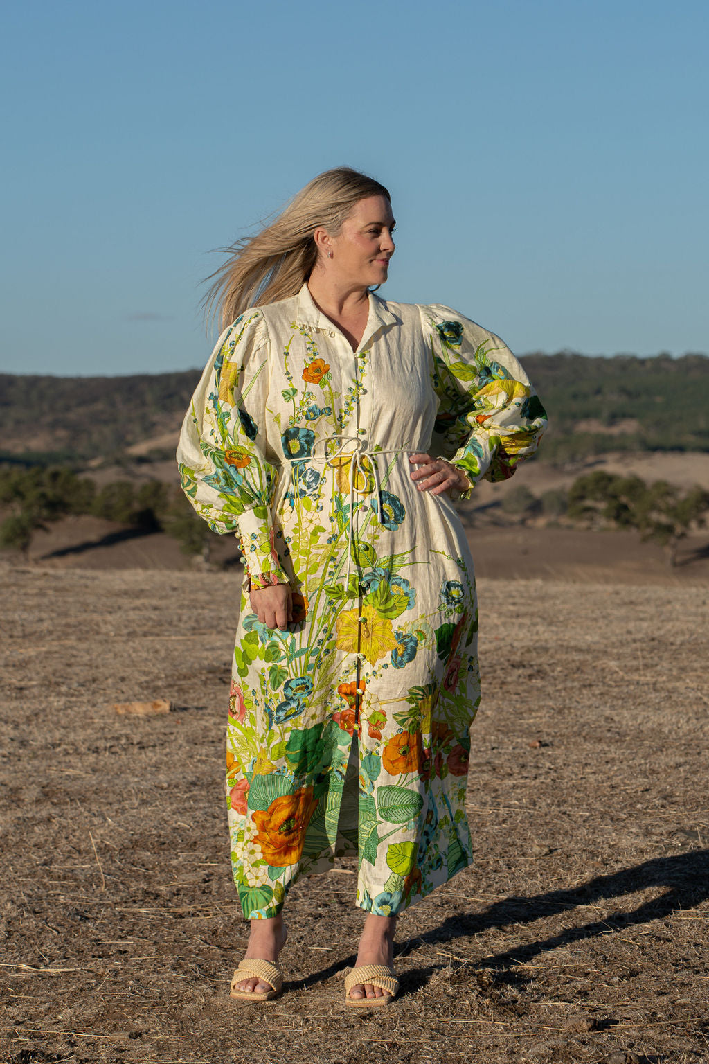Alemais Constance Maxi Shirt Dress Size 14 16 Long Sleeve