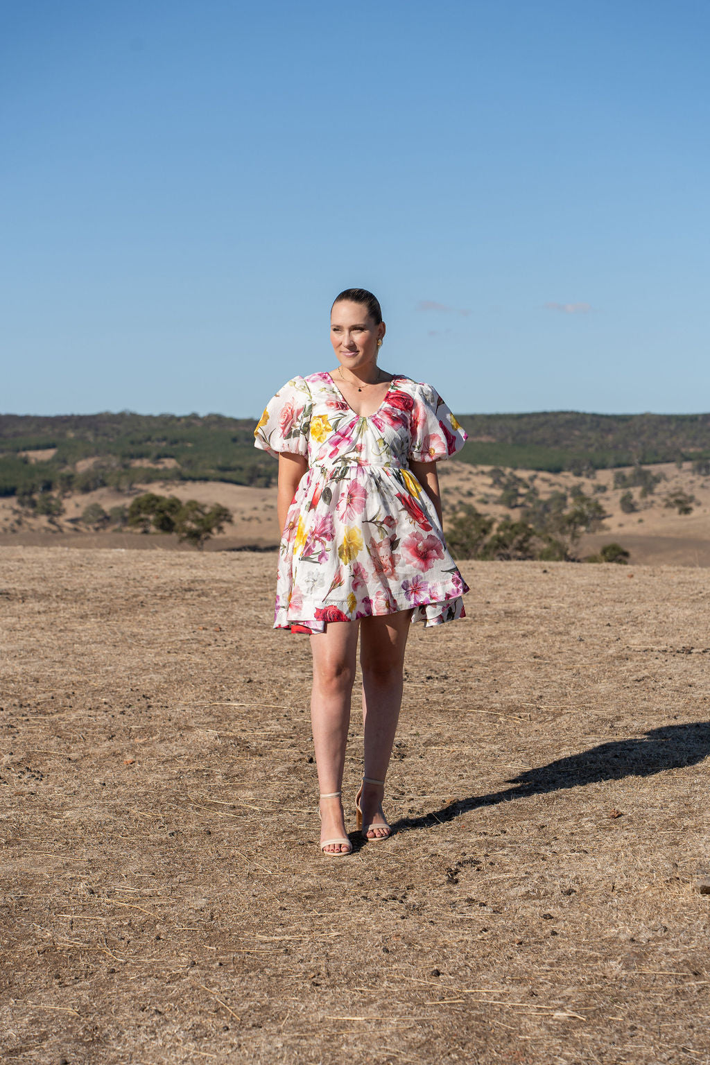 Aje Fleur Mini Dress Size 8 Floral Short Sleeve