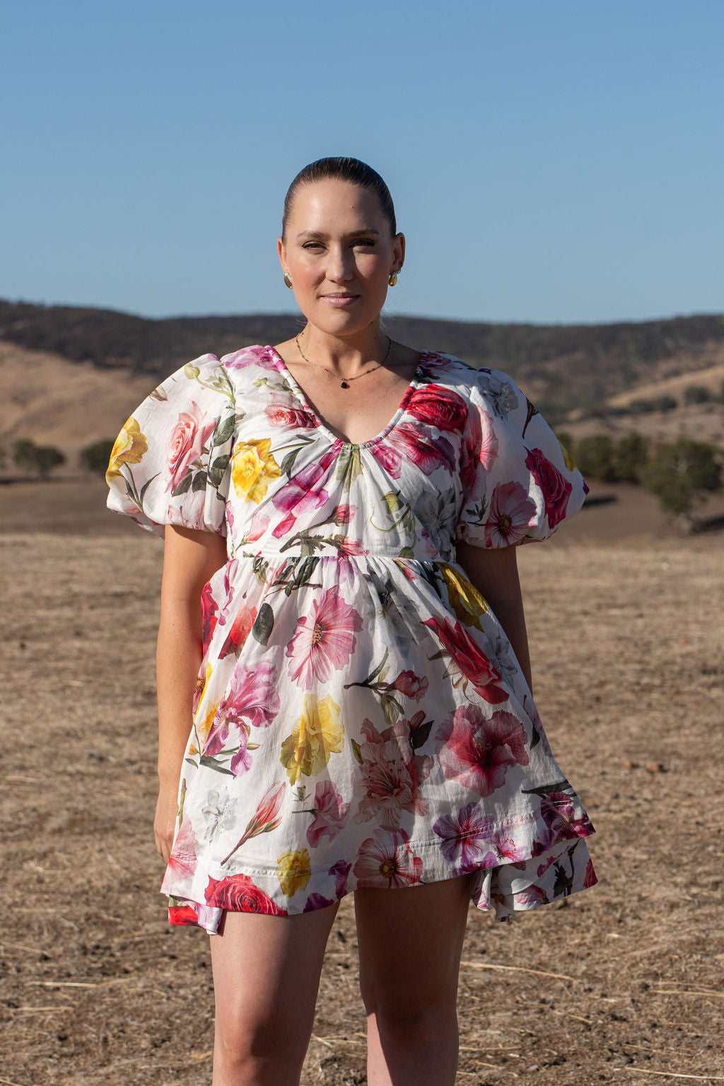 Aje Fleur Mini Dress Size 8 Floral Short Sleeve
