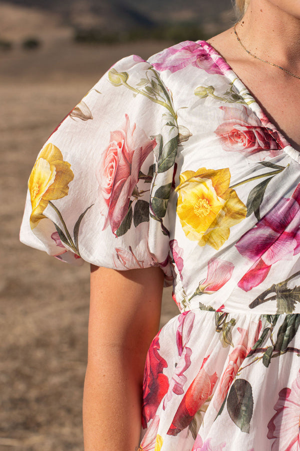 Aje Fleur Mini Dress Size 8 Floral Short Sleeve