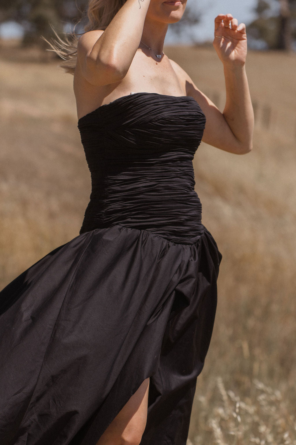 Aje Violet Bubble Hem Maxi Dress Black Size Au 10