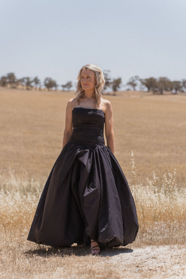 Aje Violet Bubble Hem Maxi Dress Black Size Au 10