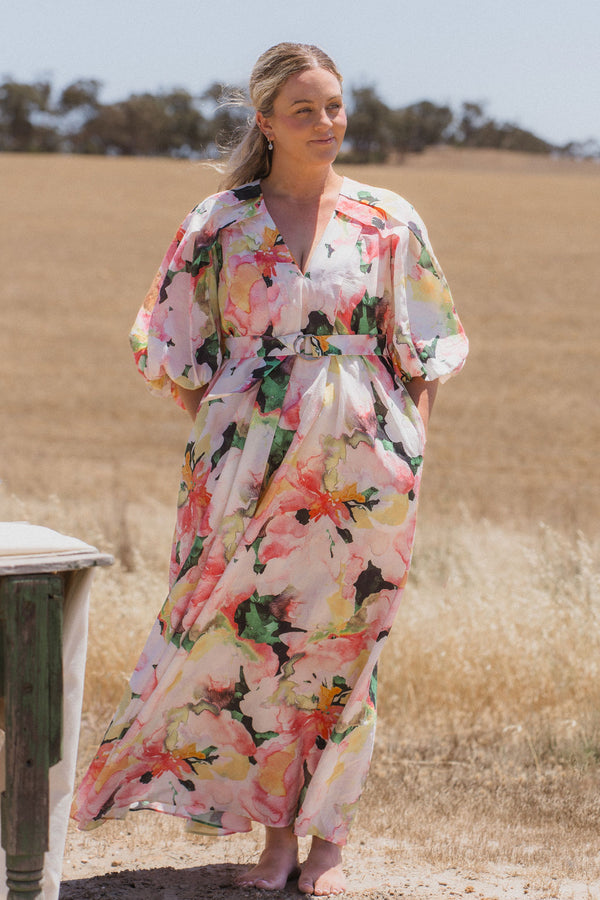 Acler Clayton Maxi Dress Daphney Posy Size Au 12 14